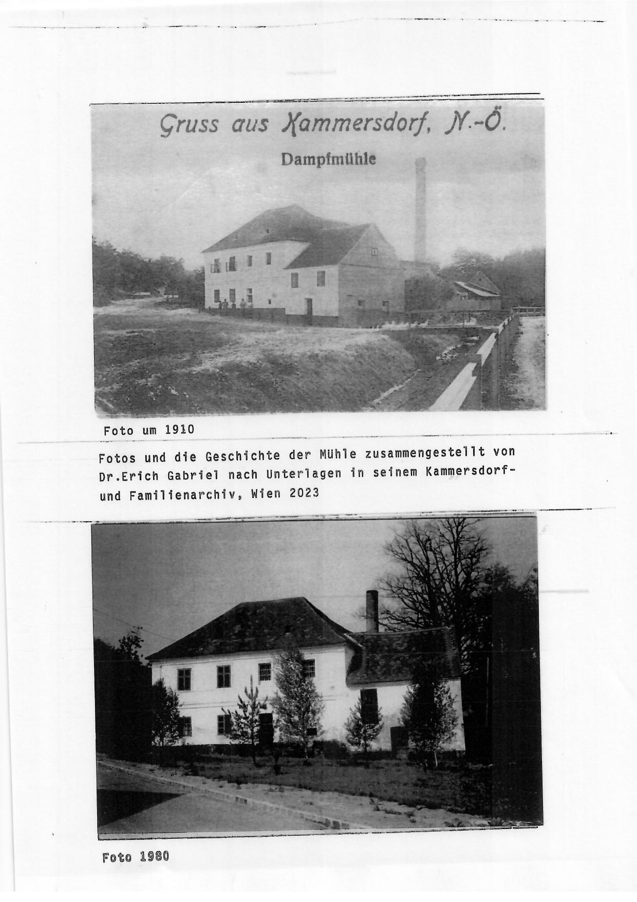 Vorschau der historischen Dokumentation zur Dampfmühle in Kammersdorf